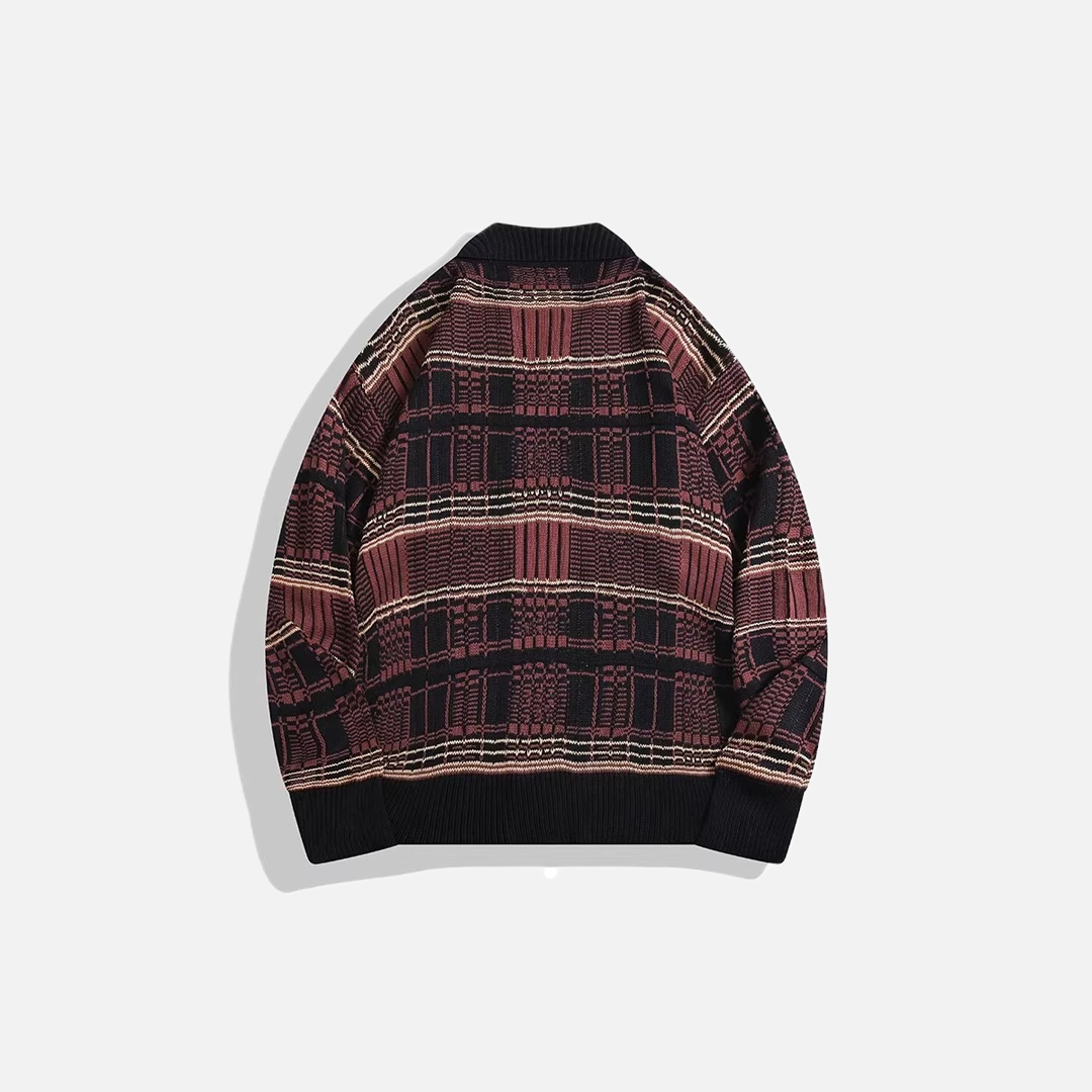 Retro Korean Style Plaid Button Classic Cardigan - Luxuryurbanwear