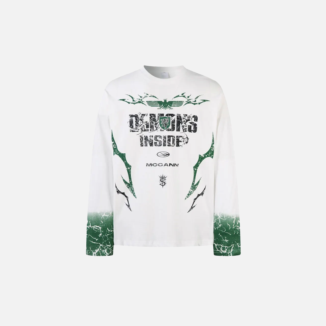 Durable Grunge Graphic Printed Long Sleeve T-Shirt - Luxuryurbanwear