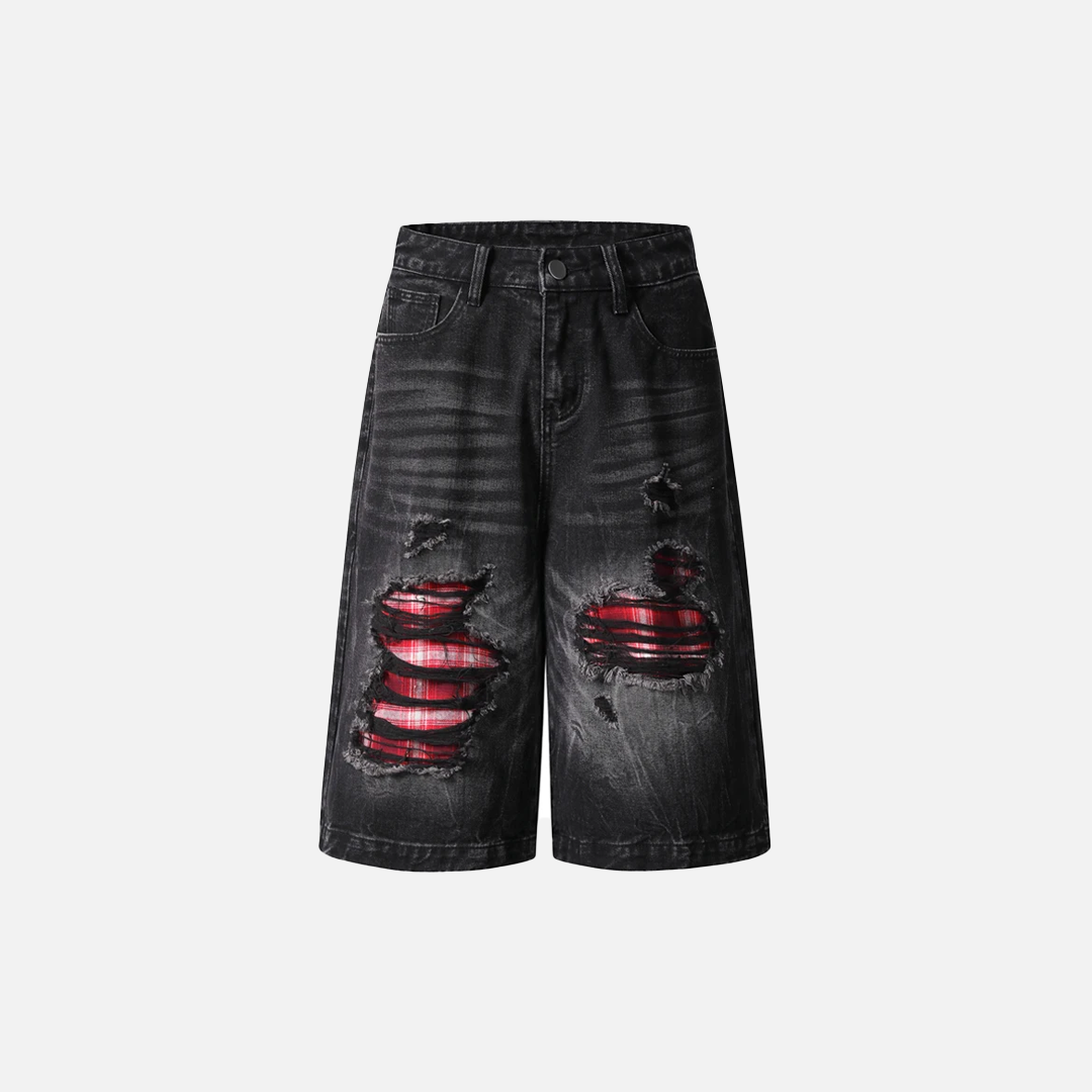 Flattering Black Distressed Ripped Denim Short - Luxuryurbanwear
