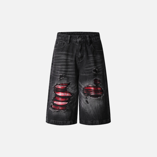Flattering Black Distressed Ripped Denim Short - Luxuryurbanwear