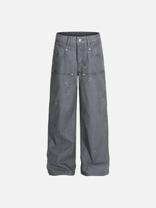 Streetwear Punk Distressed Wide Leg Denim Jeans - Luxuryurbanwear
