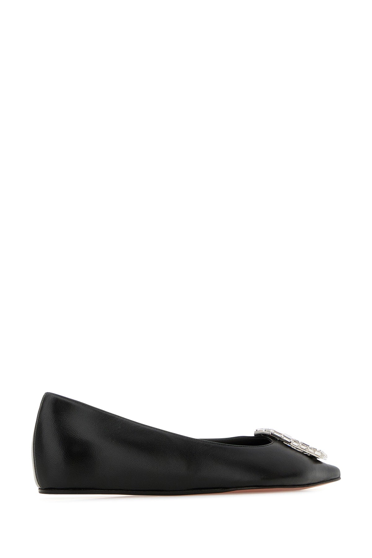 Amina Muaddi Women Camelia Flat Nappa Black  White Buc