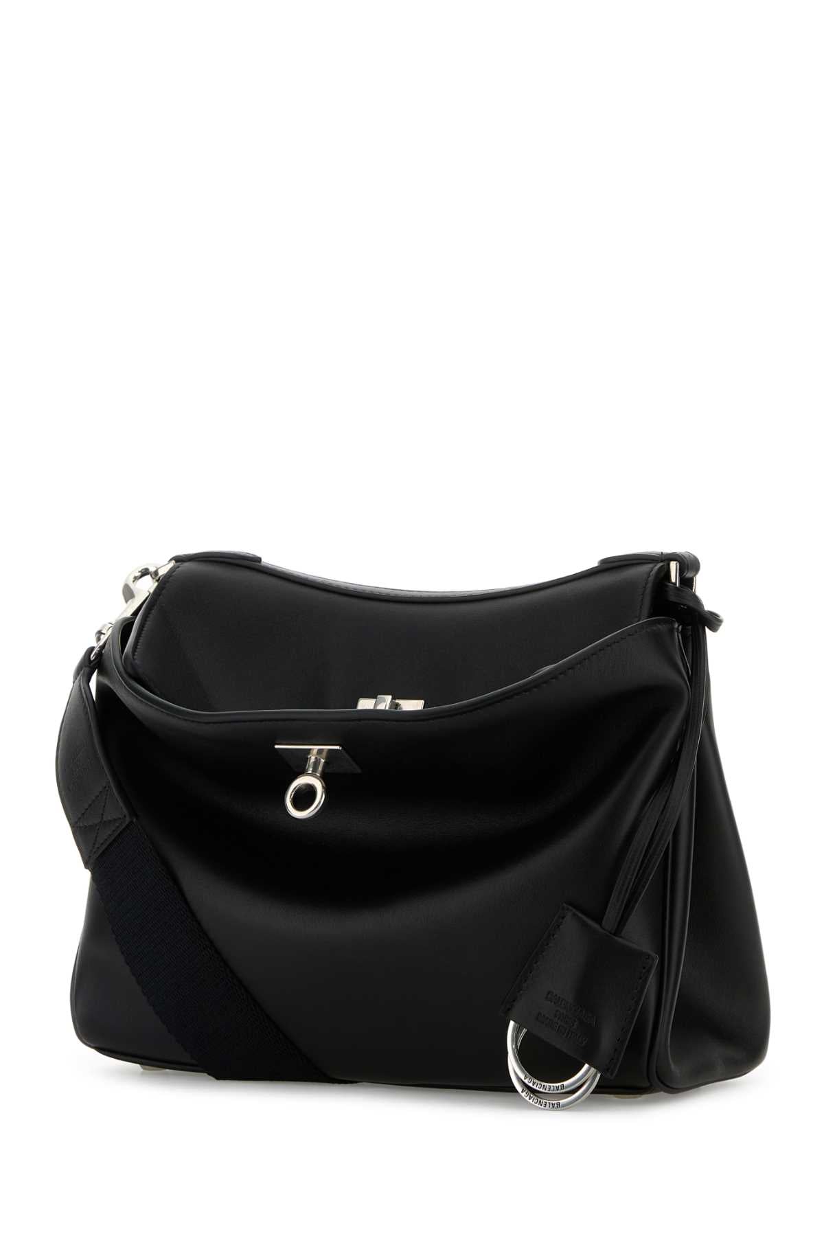 Balenciaga Men Black Leather Small Rodeo Messenger Crossbody Bag