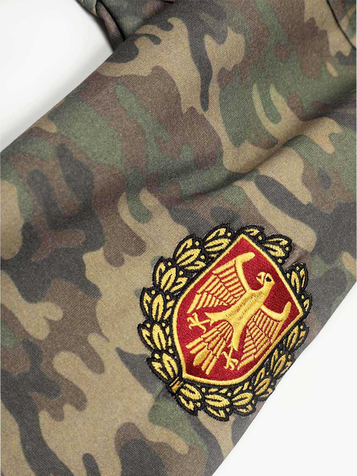 Vintage Heavy Embroidery Camo Zip-Up Hoodie