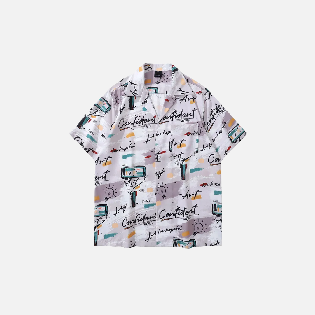 Unique Graffiti Flexible Short Sleeve Beach Shirt - Luxuryurbanwear