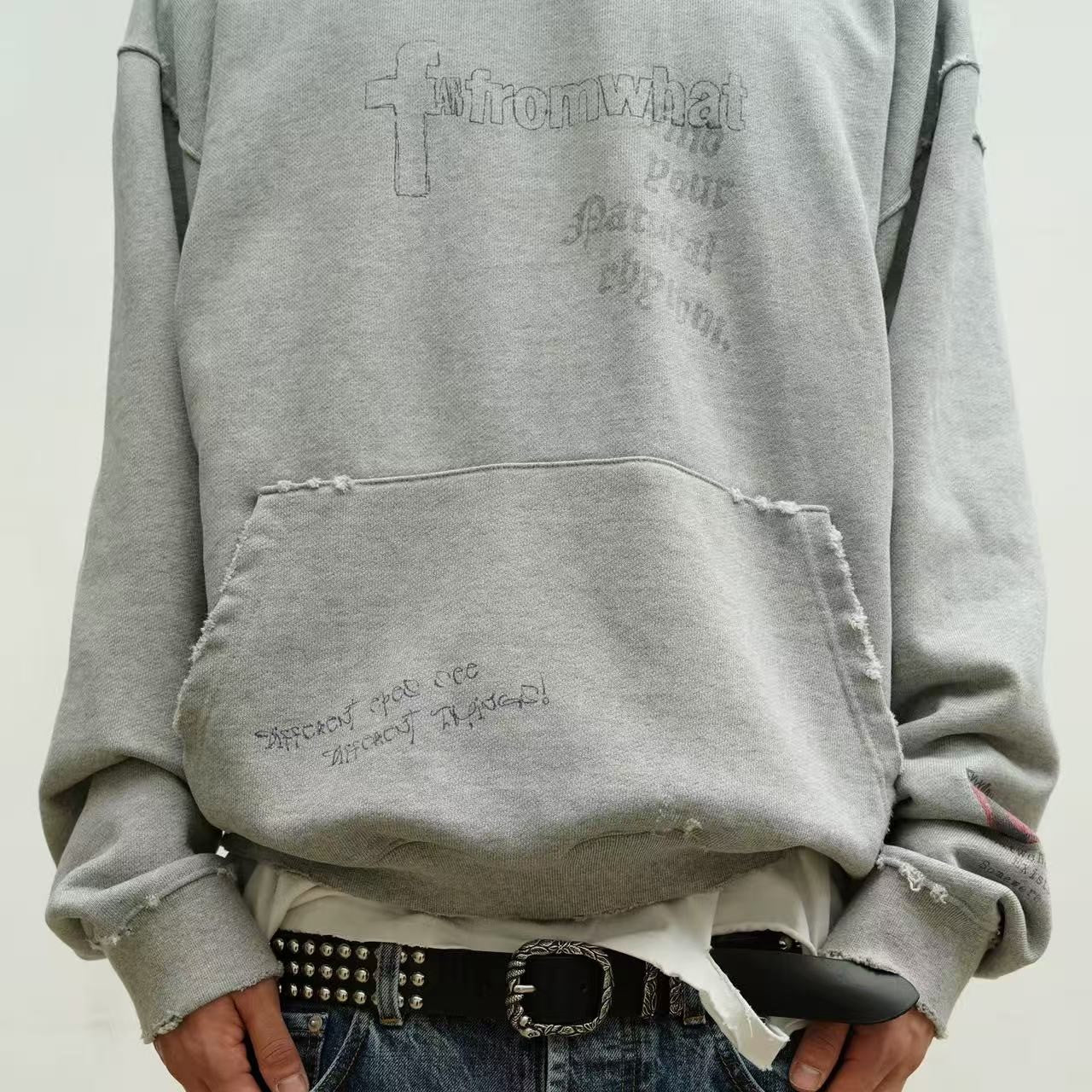 Gothic Text | Distressed Hoodie - Luxuryurbanwear