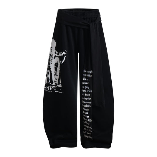 Stage Riot | Wide-Leg Printed Drawstring Pants - Luxuryurbanwear