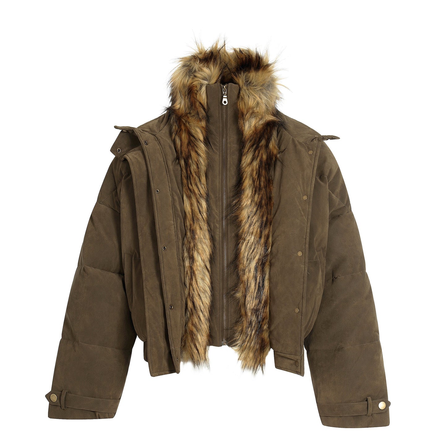 Nordic Trail | Faux Suede Puffer with Fur Lining - Luxuryurbanwear
