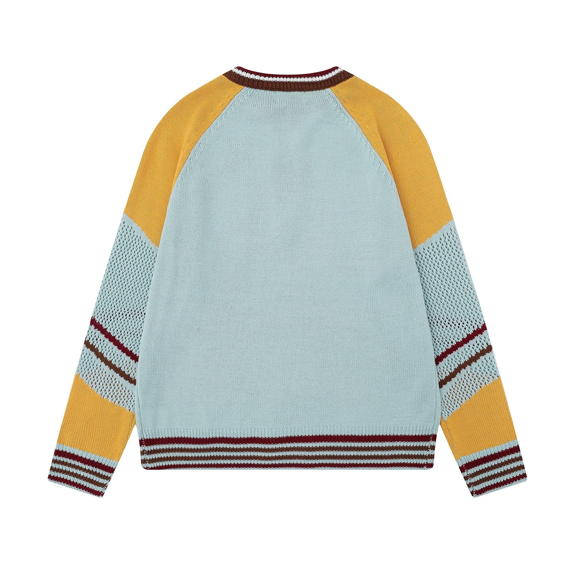 Graphic Script | Mesh-Sleeve Raglan Knit Pullover - Luxuryurbanwear