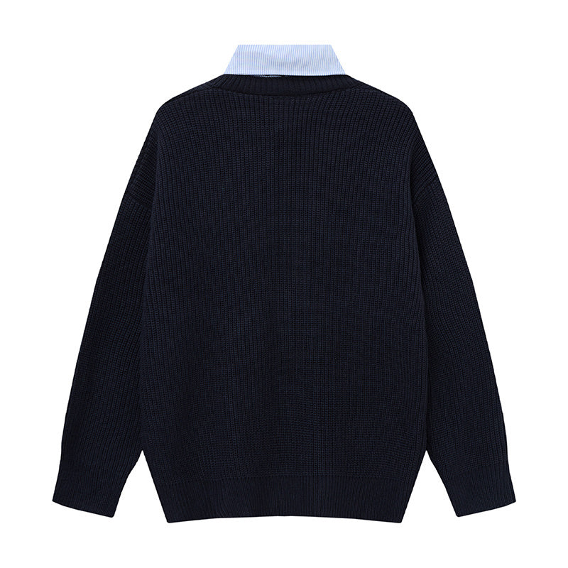 Prep Layer | Knit Cardigan with Shirt & Tie Detail - Luxuryurbanwear