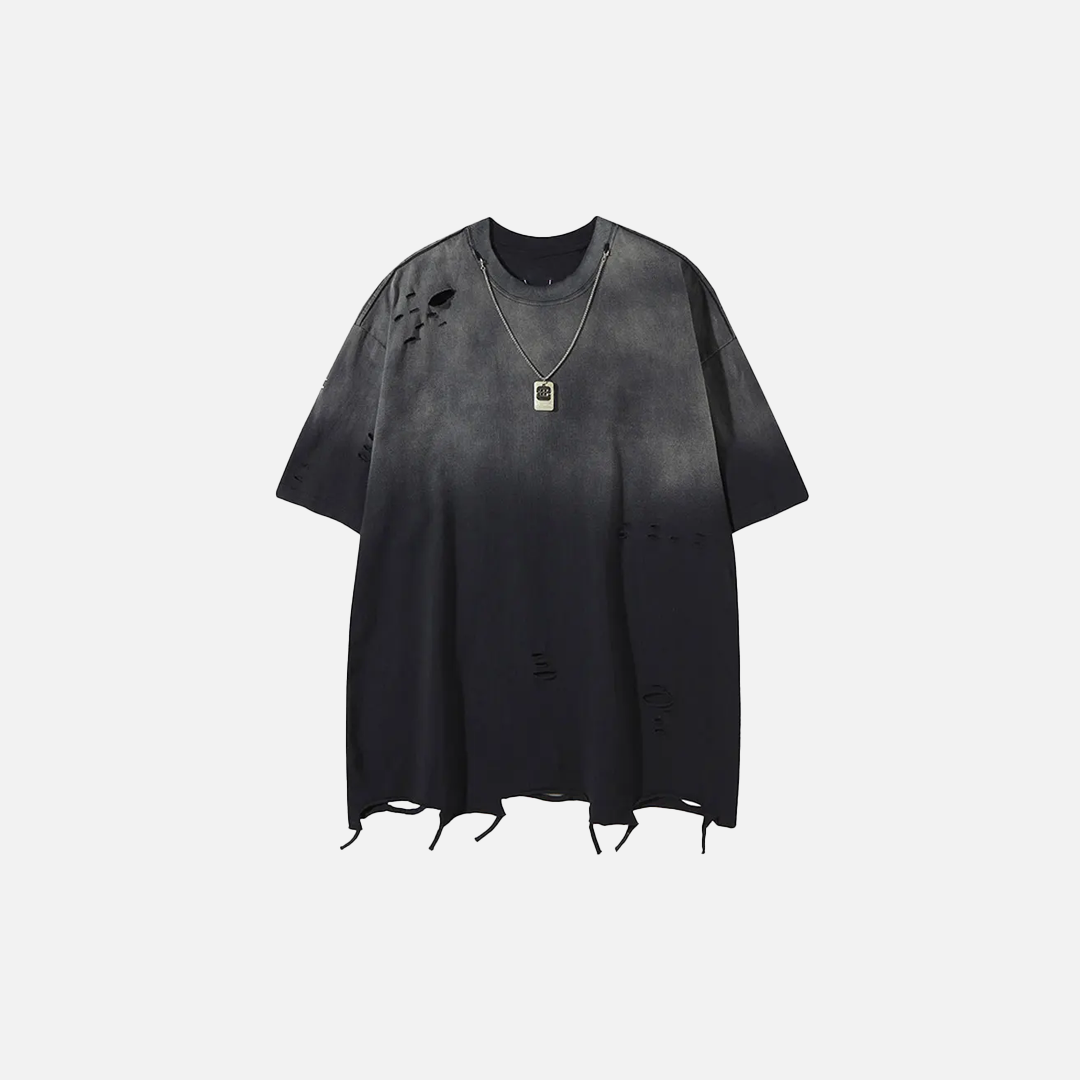 Plush Grunge Tie Dye Ripped Oversized T-Shirt - Luxuryurbanwear