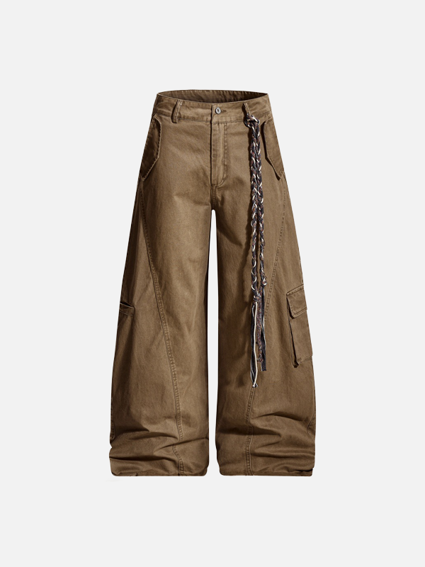 Y2K Wasteland Style Wide Leg Cargo Pants - Luxuryurbanwear