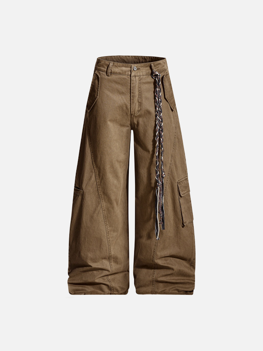 Y2K Wasteland Style Wide Leg Cargo Pants - Luxuryurbanwear
