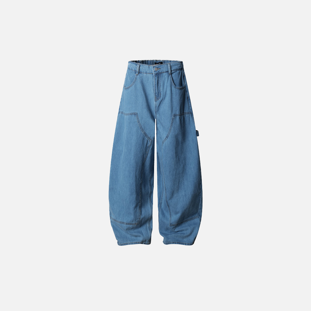 Distressed Streetwear Denim Wide-leg Cargo Jeans - Luxuryurbanwear