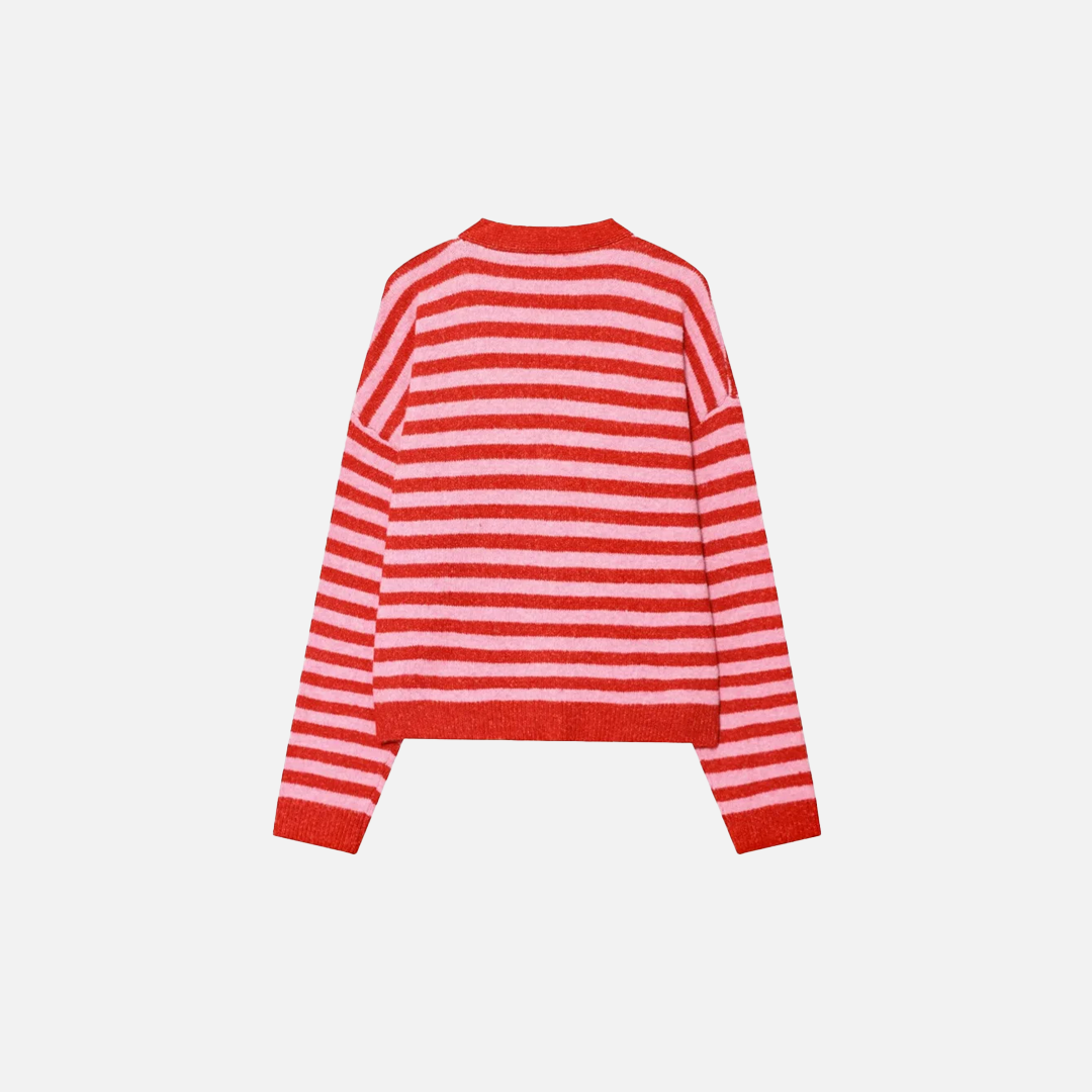 Versatile Striped Retro Loose Knit Cardigan - Luxuryurbanwear