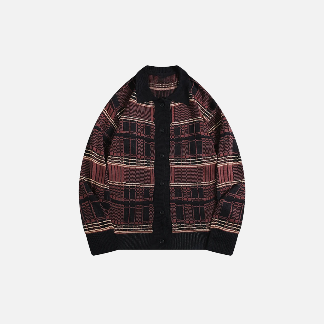 Retro Korean Style Plaid Button Classic Cardigan - Luxuryurbanwear