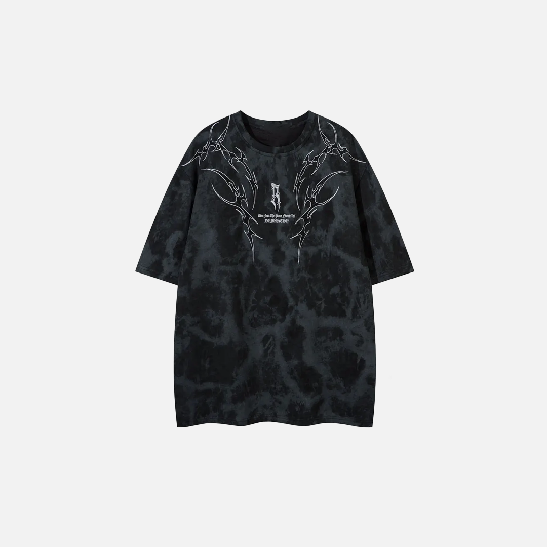 Streetwear Grunge Embroidered Tie Dye T-Shirt - Luxuryurbanwear