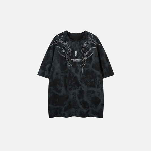 Streetwear Grunge Embroidered Tie Dye T-Shirt - Luxuryurbanwear