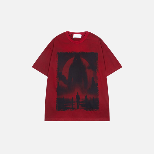 Plush Shadow Graphic Printed Punk Gothic T-Shirt - Luxuryurbanwear