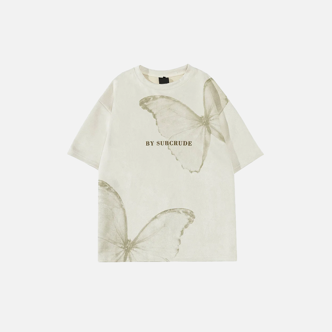 Y2K Butterfly Graphic Hip Hop Short Sleeve T-Shirt - Luxuryurbanwear