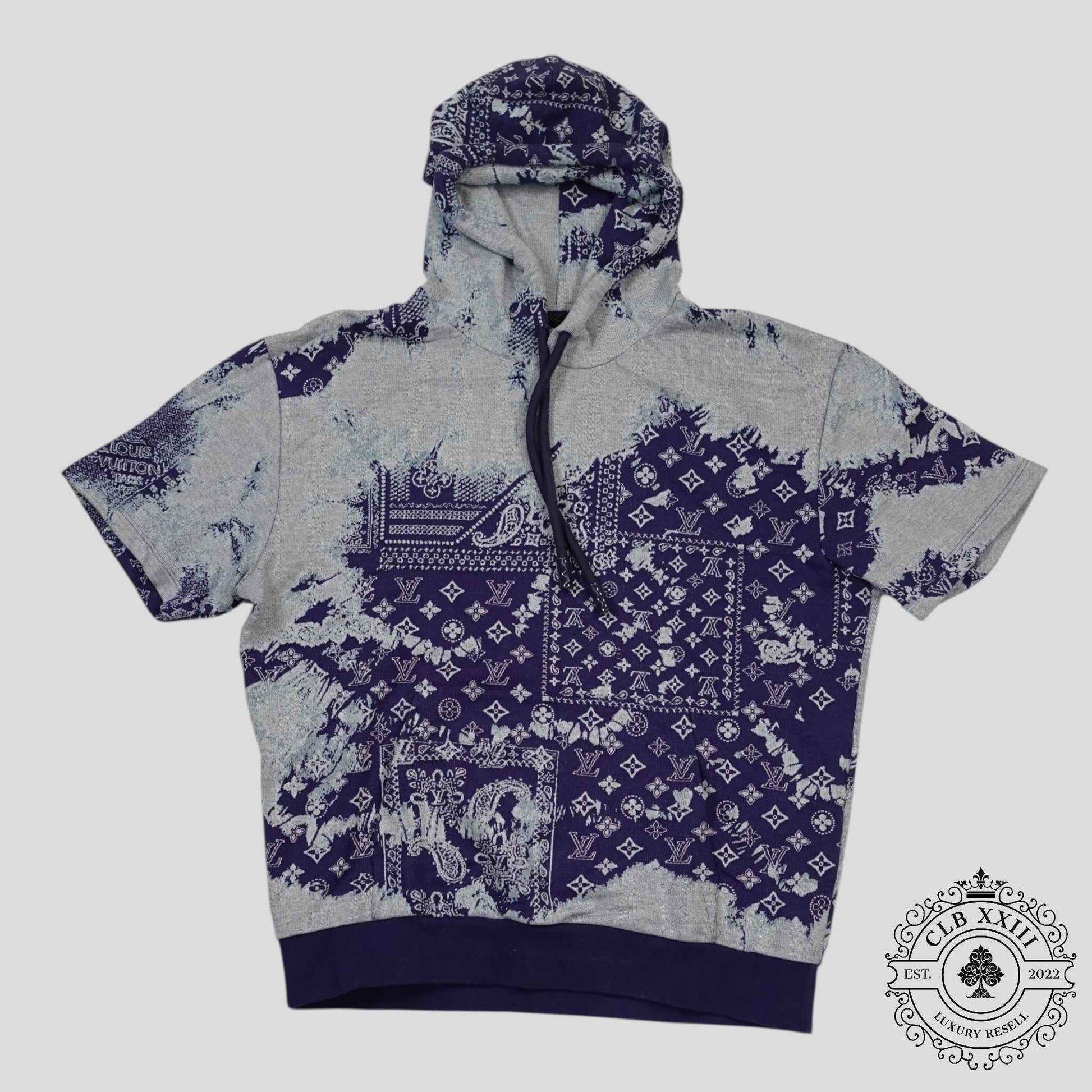 Louis Vuitton Monogram Bandana Short Sleeve Hoodie in Blue