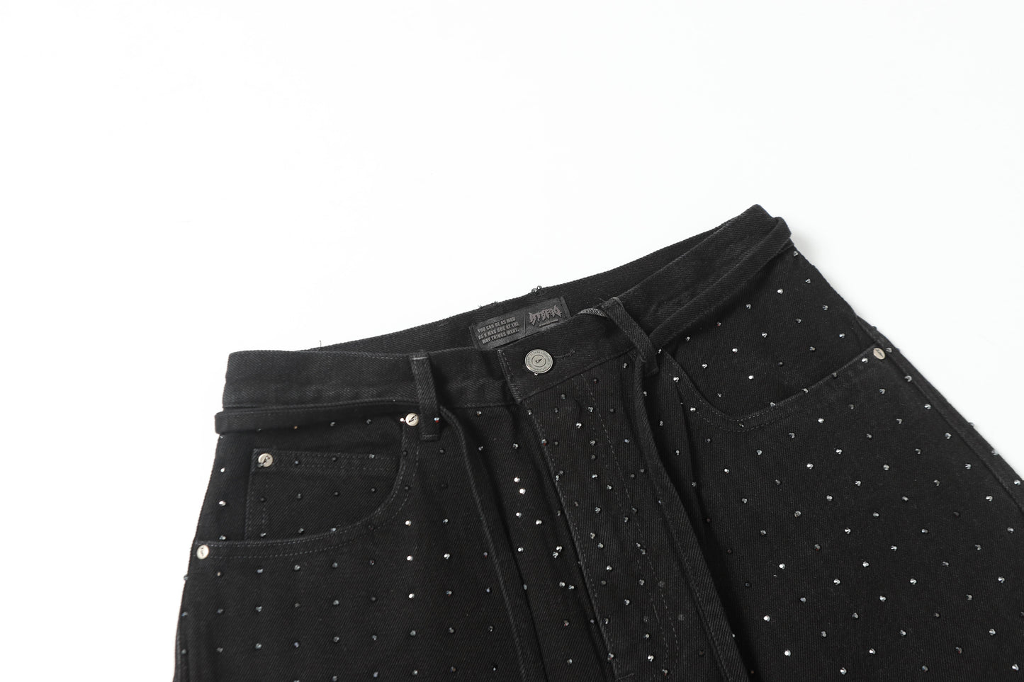 Rhinestone Frayed | Denim Shorts - Luxuryurbanwear