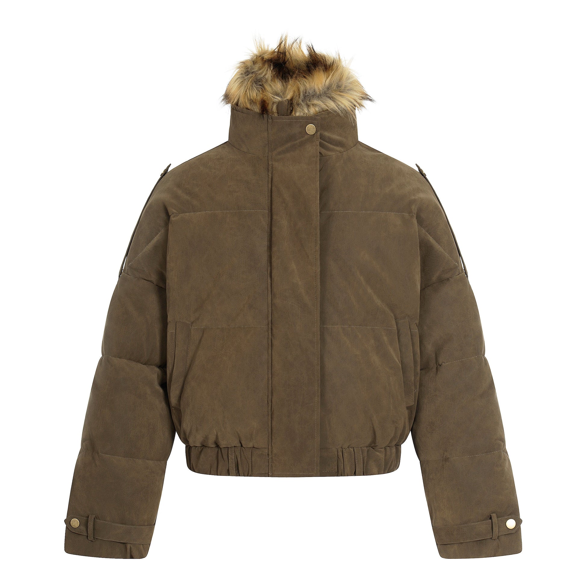 Nordic Trail | Faux Suede Puffer with Fur Lining - Luxuryurbanwear
