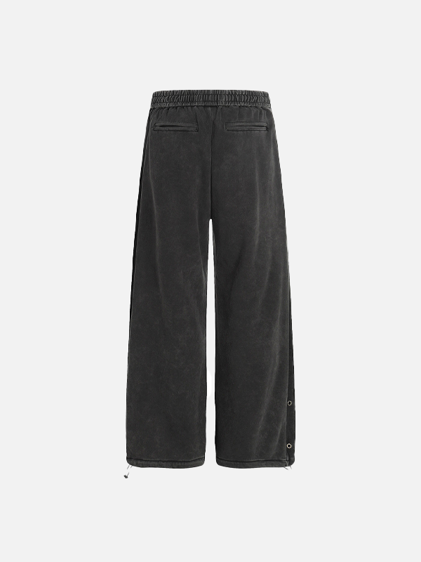 Vintage Letter Print Distressed Loose Wide-Leg Sweatpants - Luxuryurbanwear