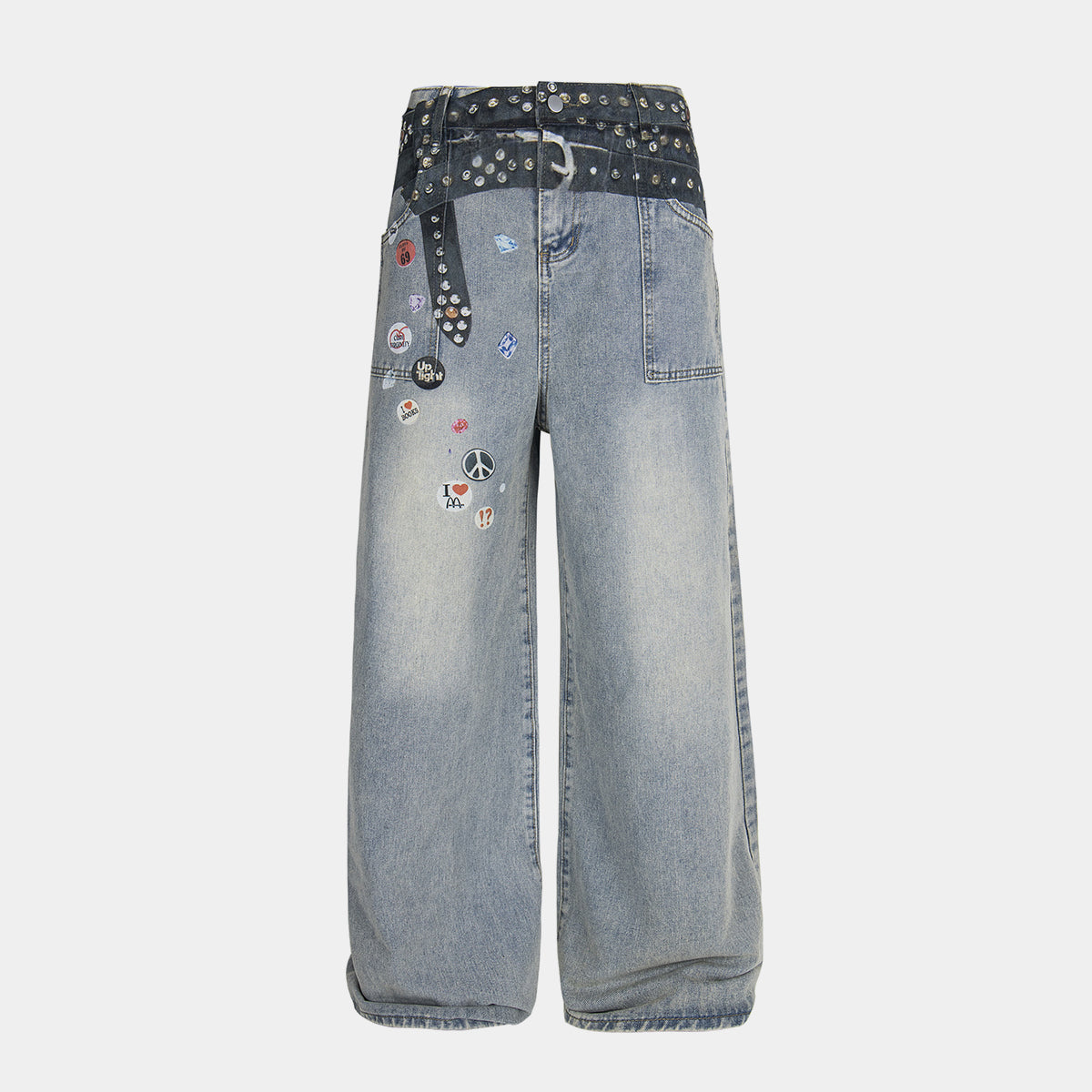 Studded Patchwork | Denim Jeans - Luxuryurbanwear