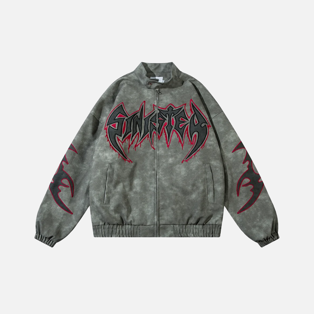 Winter High Street Flame Letter Leather Jacket - Luxuryurbanwear