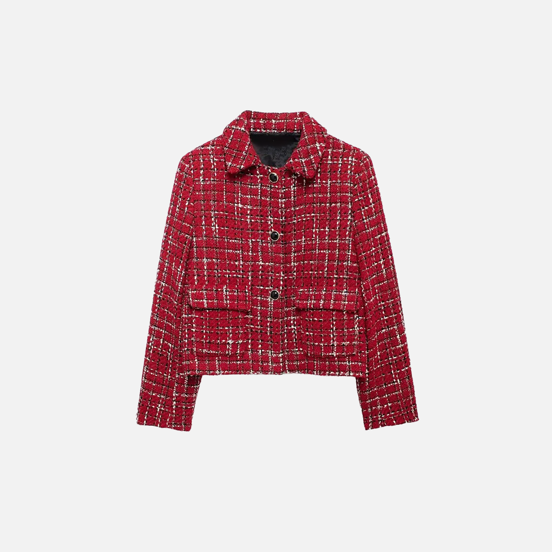 Vintage Red Turn-Down Collar Lapel Jacket - Luxuryurbanwear