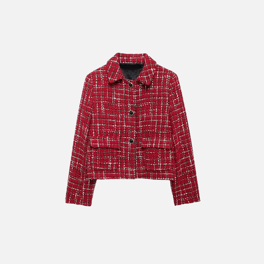 Vintage Red Turn-Down Collar Lapel Jacket - Luxuryurbanwear