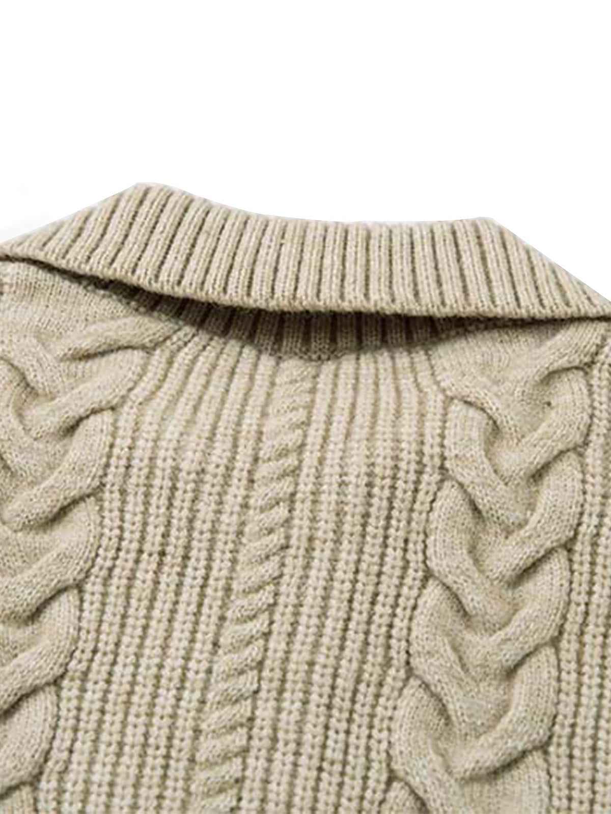 Knitted Vintage Floral Wheat Ear Pattern Double Zip Sweater