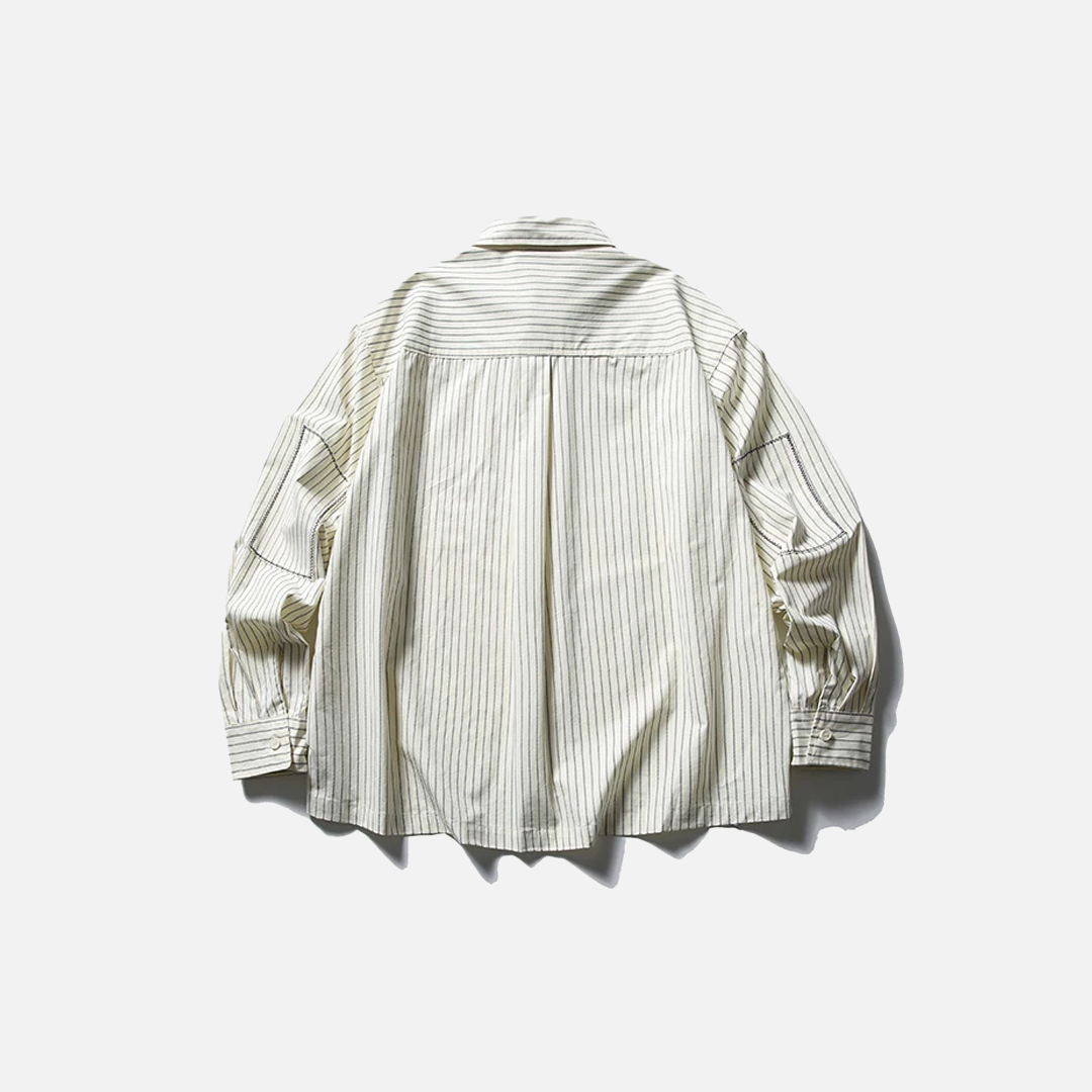 Y2K Retro Striped Loose Long Sleeve Shirt - Luxuryurbanwear