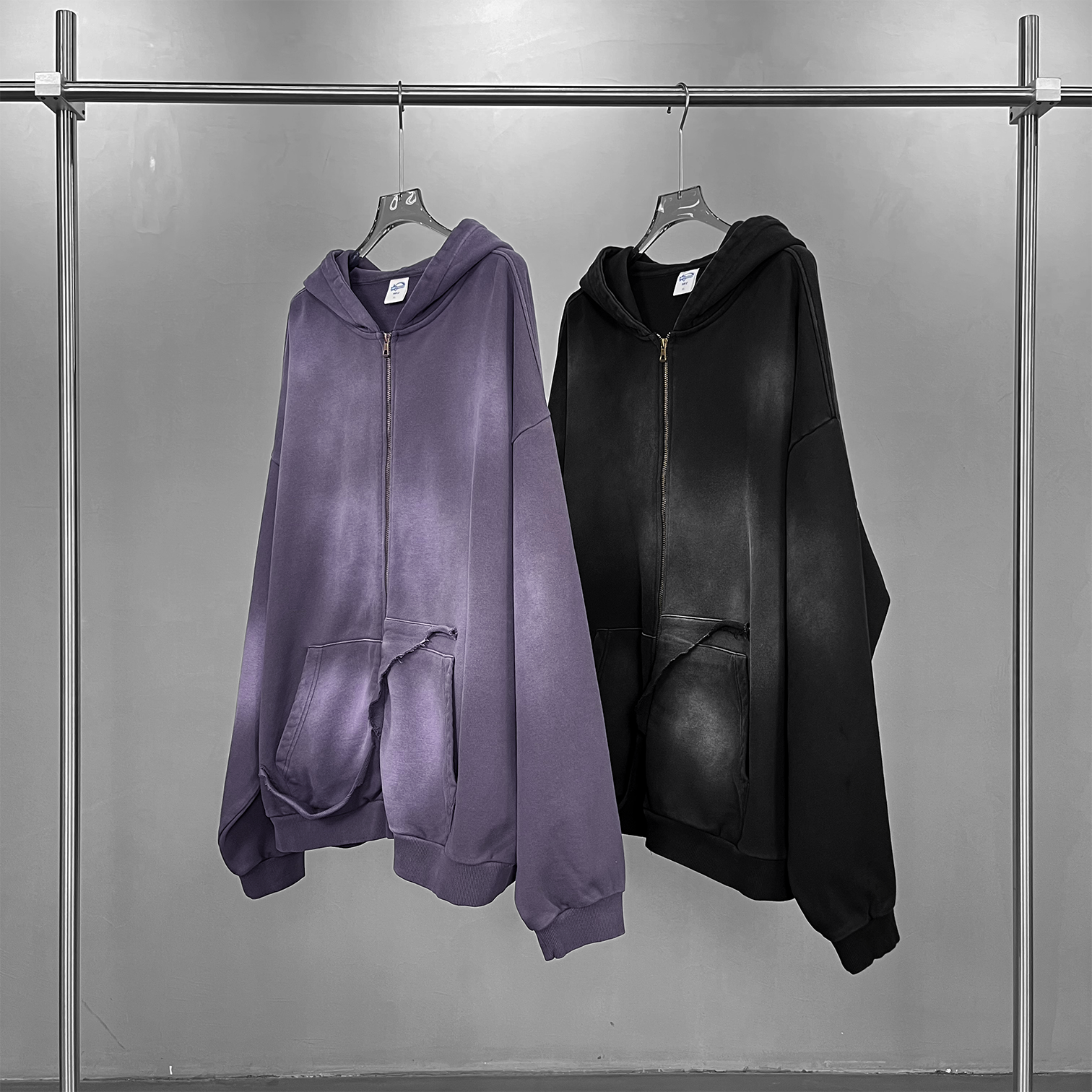 Washed Distressed | Zip-Up Hoodie - Luxuryurbanwear