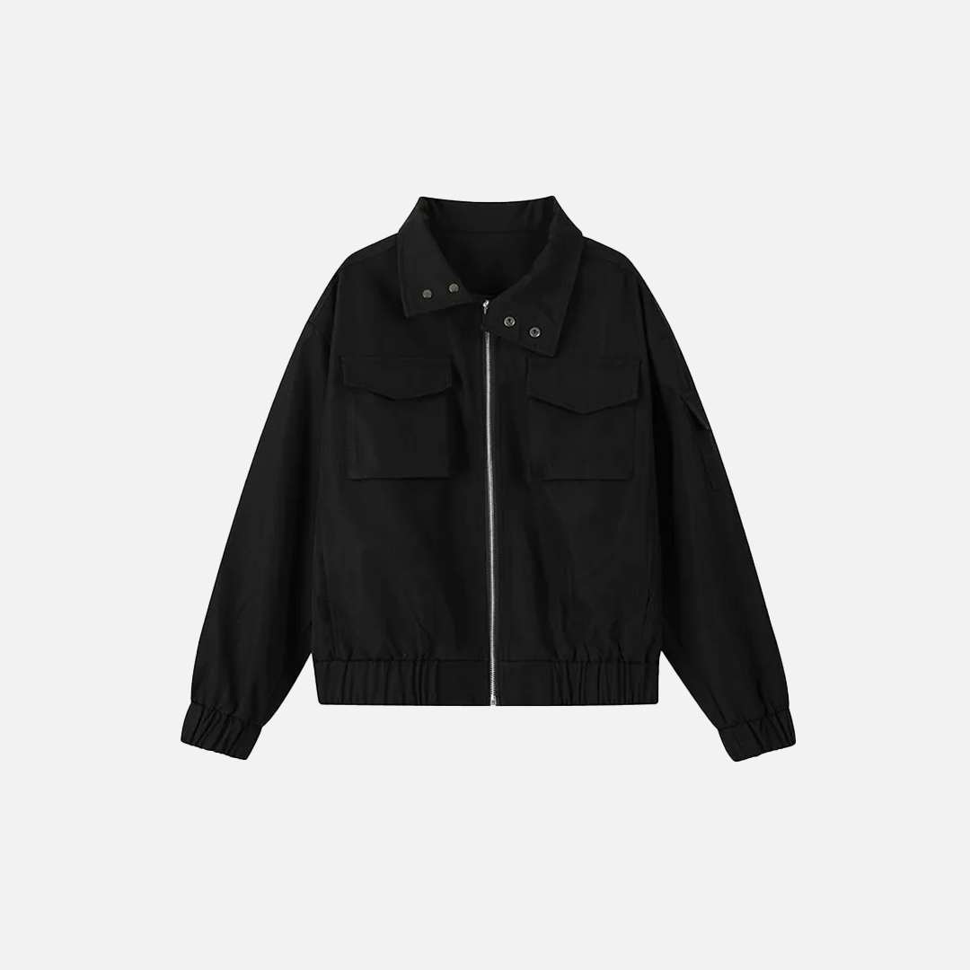 Spring Solid Color Double Pockets Zipper Jacket - Luxuryurbanwear