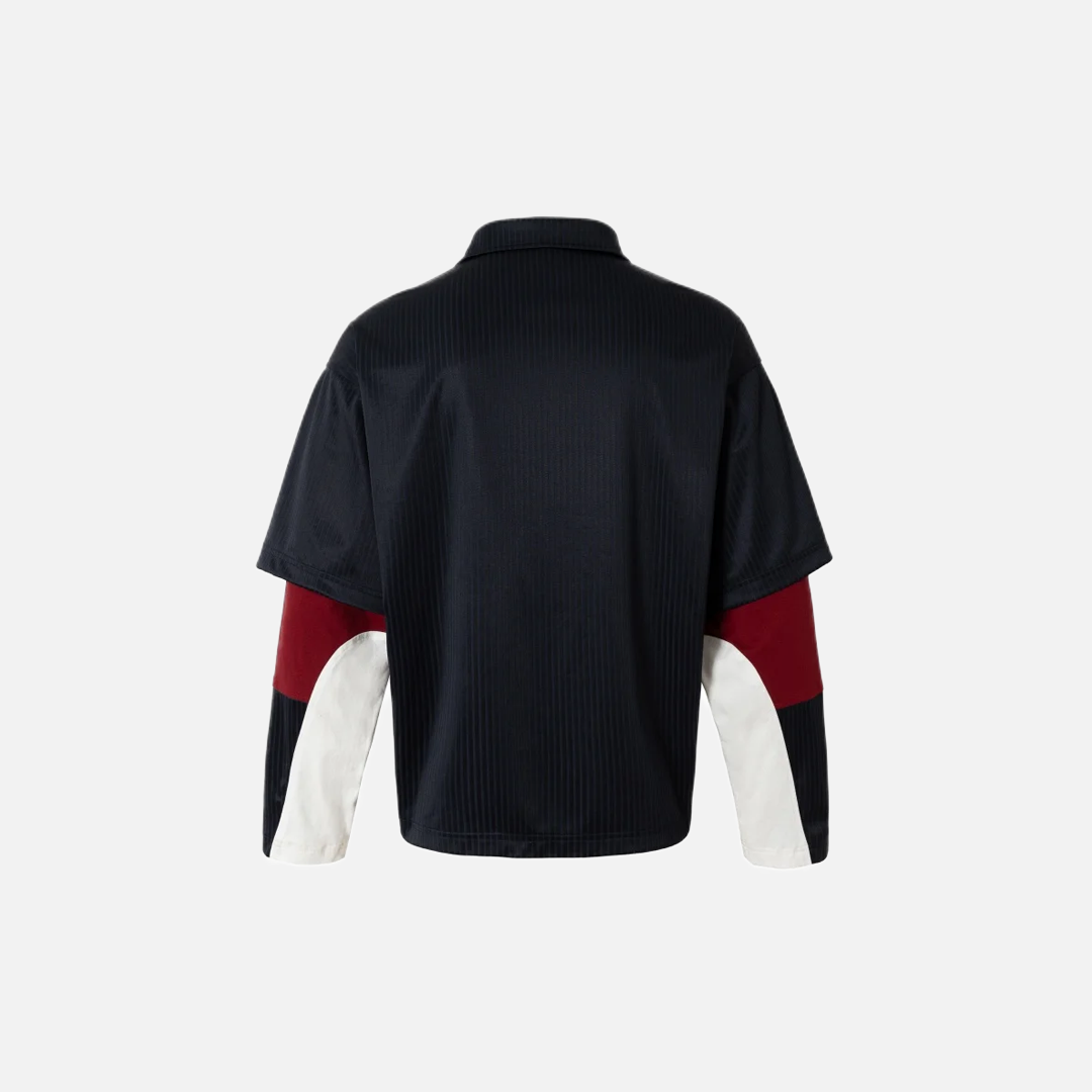 Paneled Letter Embroidered Long Sleeve T-Shirt - Luxuryurbanwear