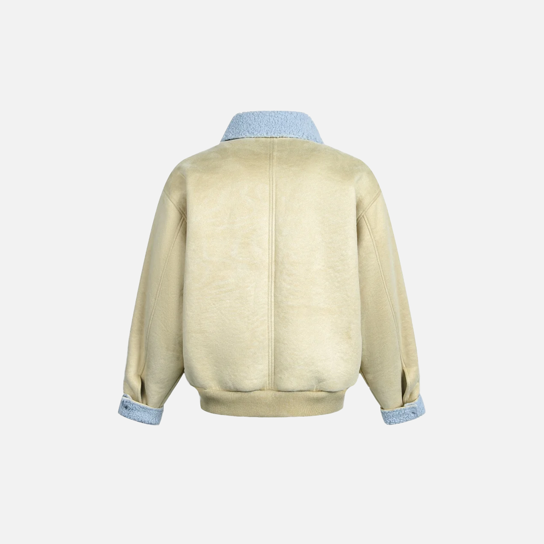 Vintage Cartoon Cat Print Sherpa Faux Fur Jacket - Luxuryurbanwear