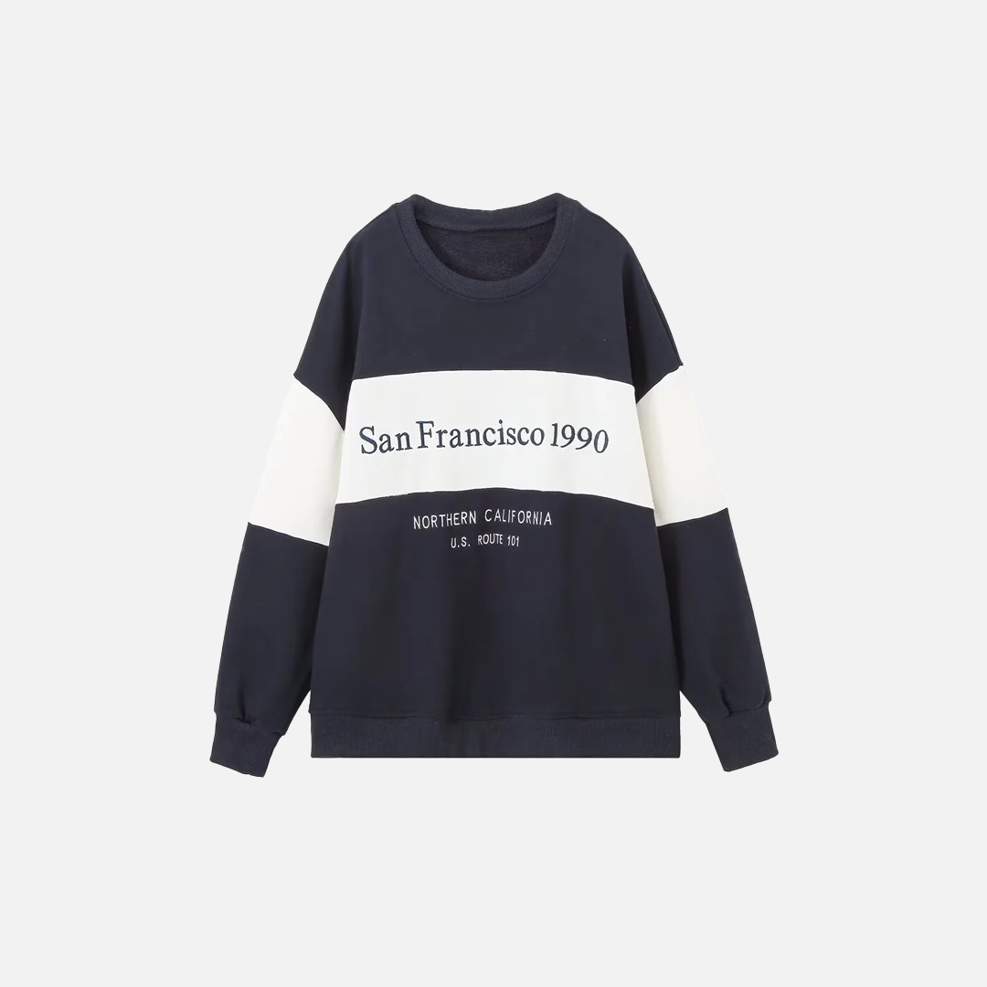 Cozy Embroidered Round Neck Long Sleeve Sweatshirt - Luxuryurbanwear