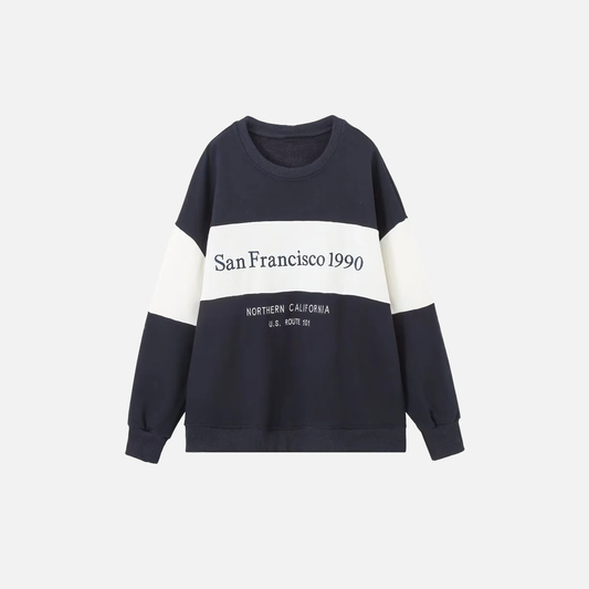 Cozy Embroidered Round Neck Long Sleeve Sweatshirt - Luxuryurbanwear
