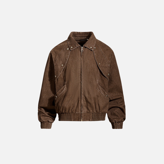 Y2K Large Pocket Heavy Metal Washed Denim Jacket - Luxuryurbanwear
