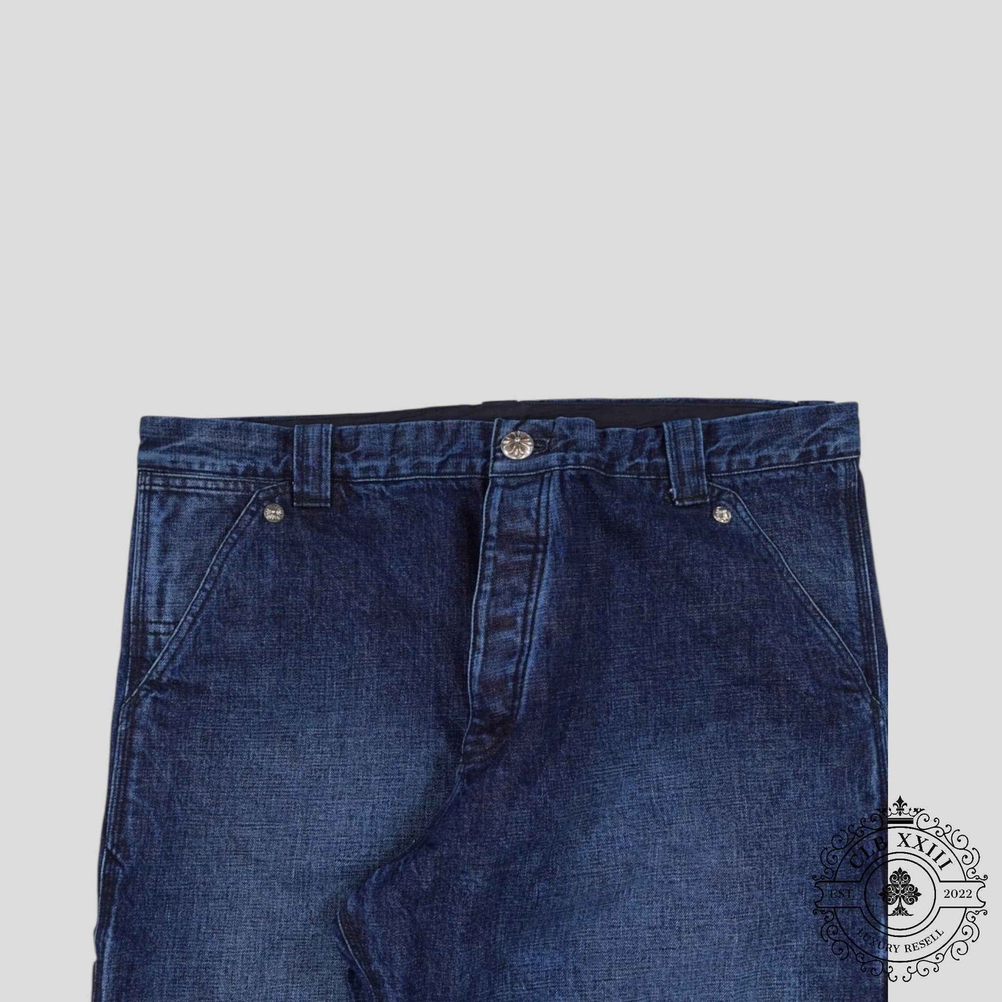 Chrome Hearts Double Turbo Diesel Carpenter Pants in Dark Wash