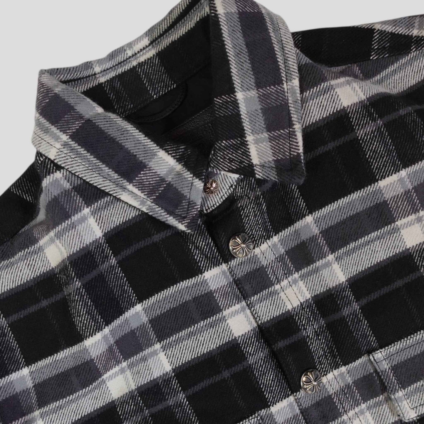 Chrome Hearts Padded Flannel Shirt in Black/White