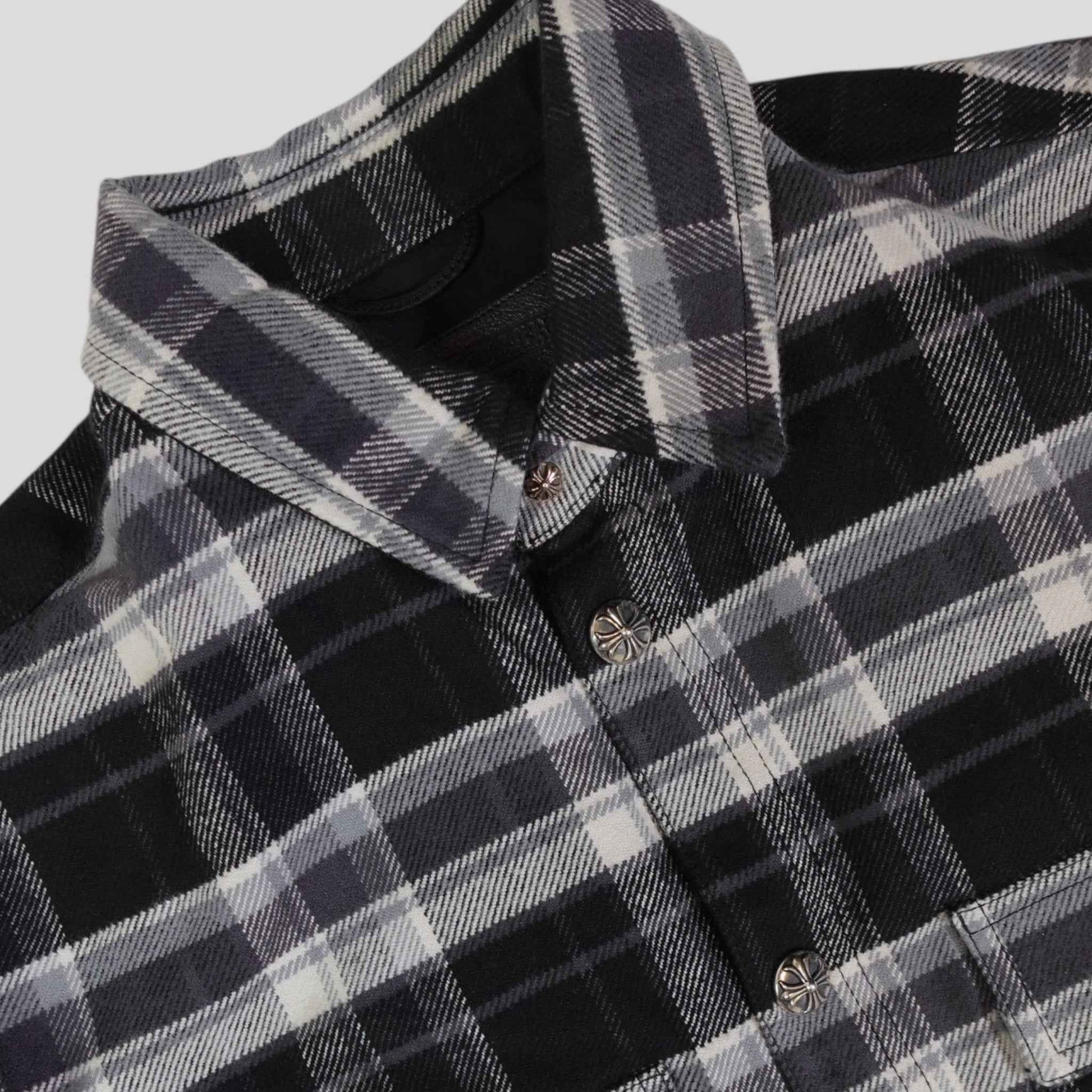 Chrome Hearts Padded Flannel Shirt in Black/White