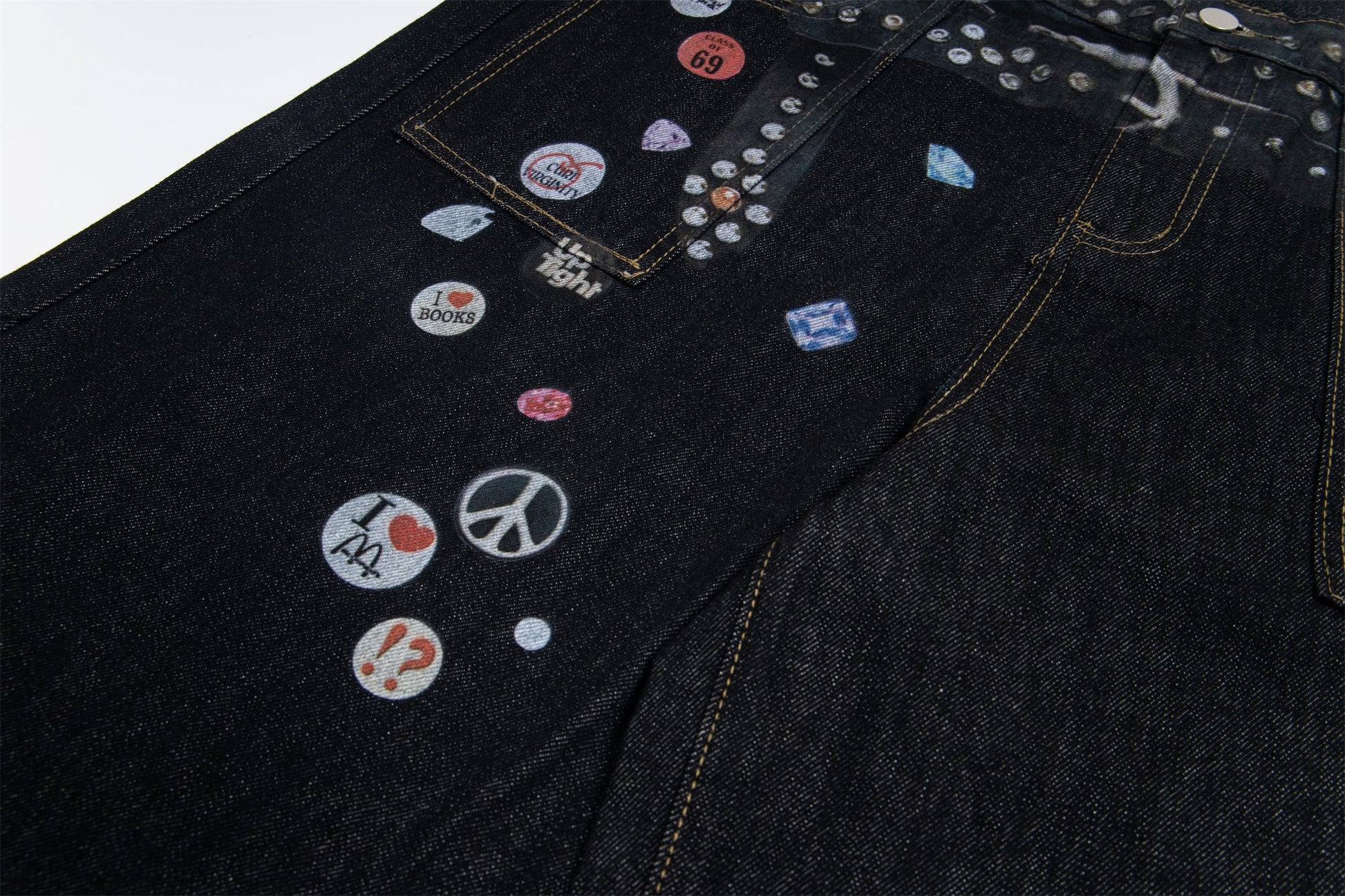 Studded Patchwork | Denim Jeans - Luxuryurbanwear