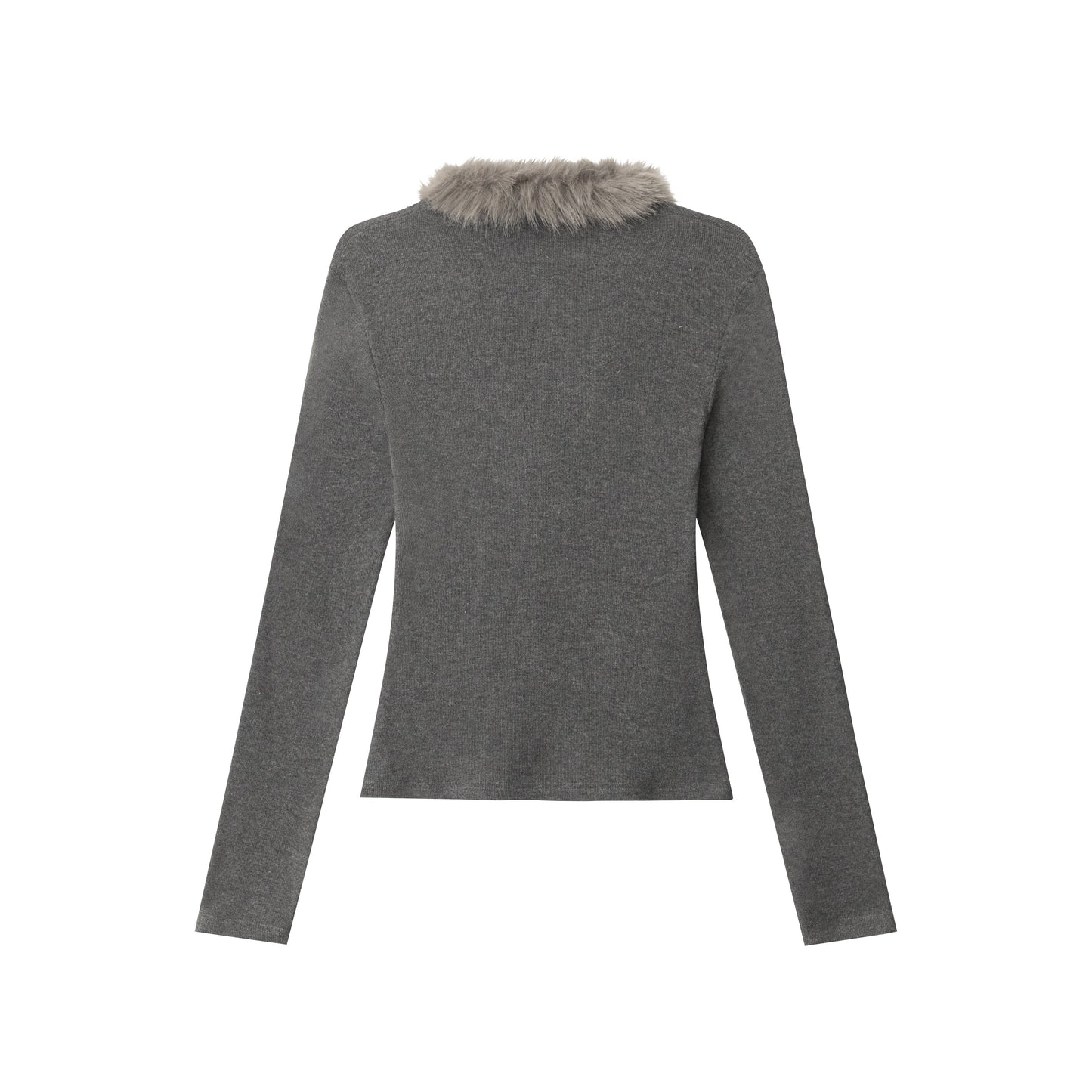 Fuzzy Vibe | Faux Fur Collar Knit Top - Luxuryurbanwear