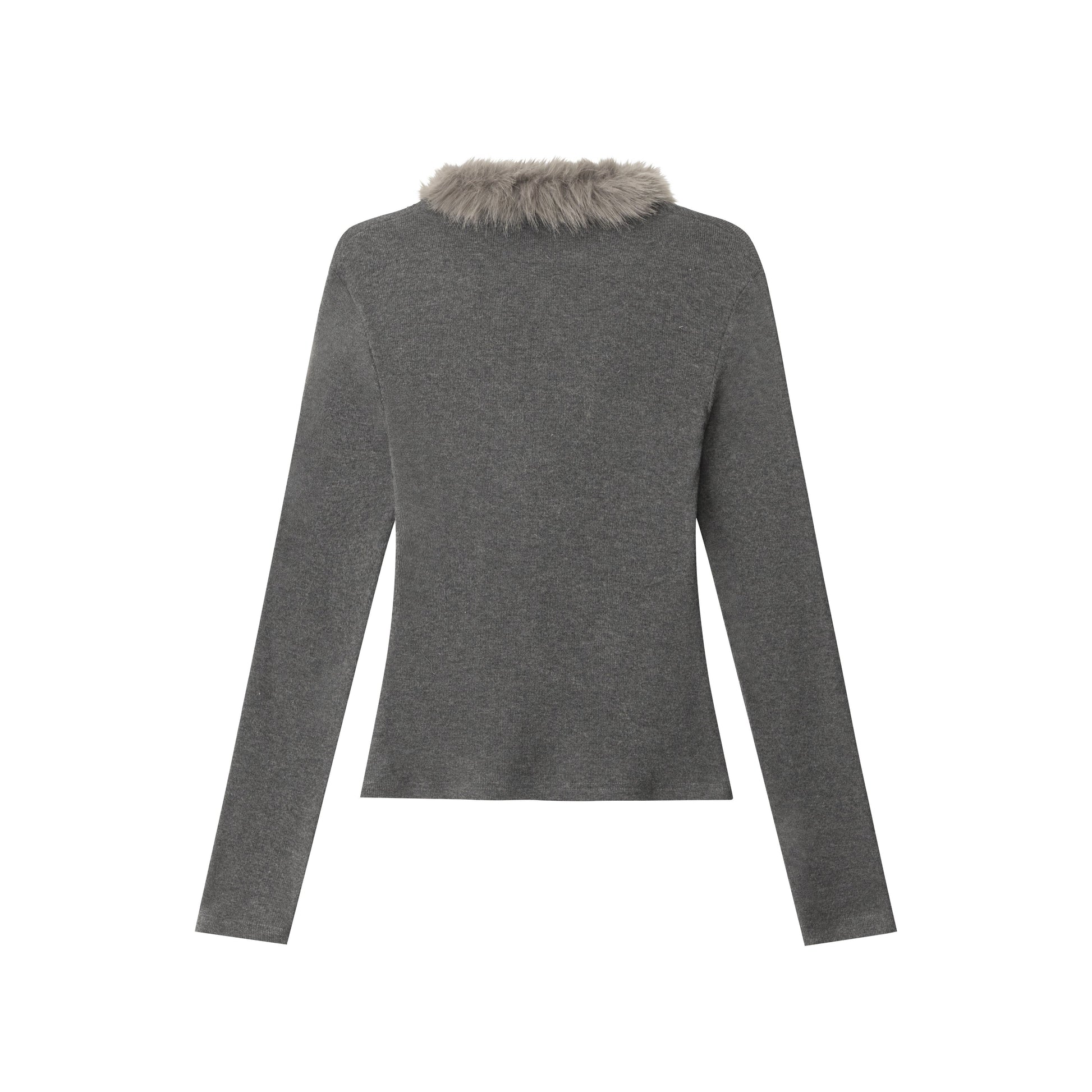 Fuzzy Vibe | Faux Fur Collar Knit Top - Luxuryurbanwear