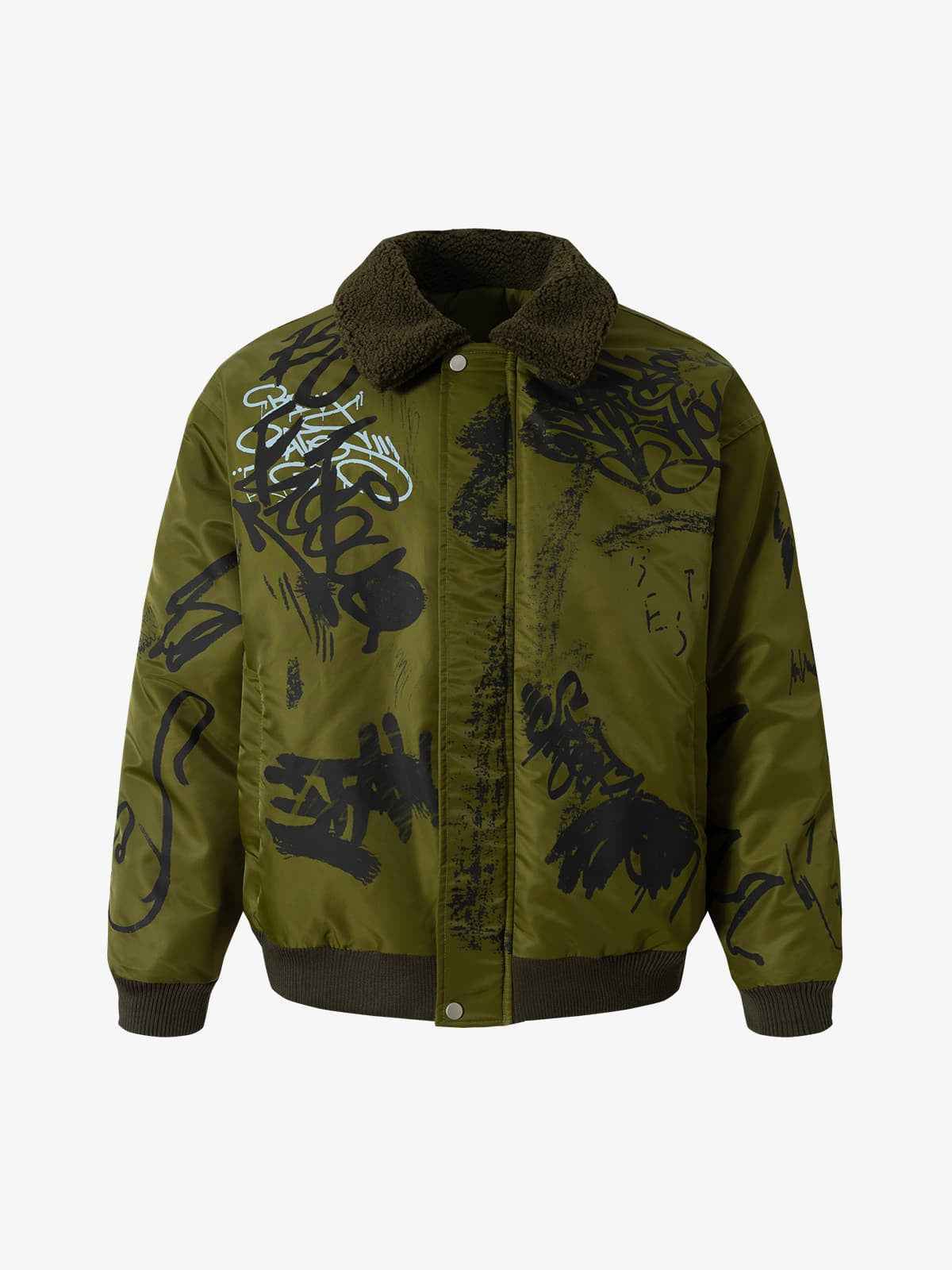 Street Graffiti Lamb Collar Flight Cotton Jacket