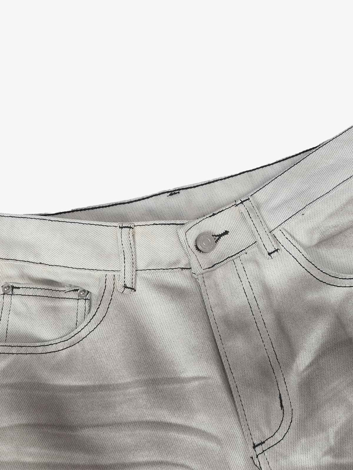 Retro Utility Dirty Wash Whisker Detail Flare Jeans