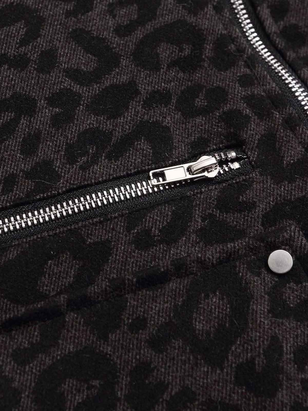 Retro Faux Fur Trimmed Hood Leopard Print Bomber Jacket